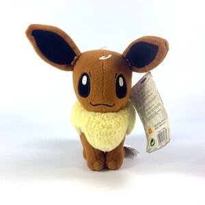 Tomy Pokemon Eevee Stuffed‎ Plush Nintendo Game Freak 2013 Sitting Hang Tag